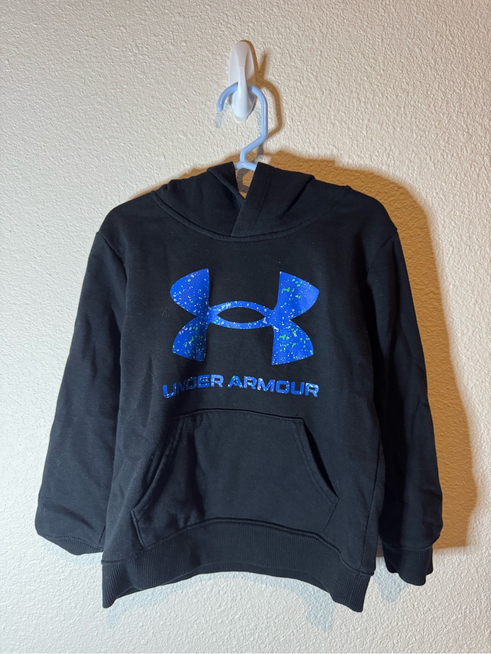Kids Under Armour Black Hoodie with Blue Logo